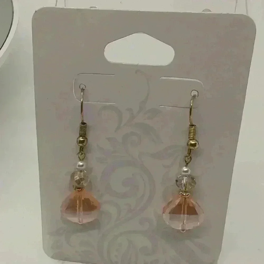 New Sterling Silver 18kt Coated Sterling Silver Pearl & Czech Crystal Earrings.. - Picture 7 of 9